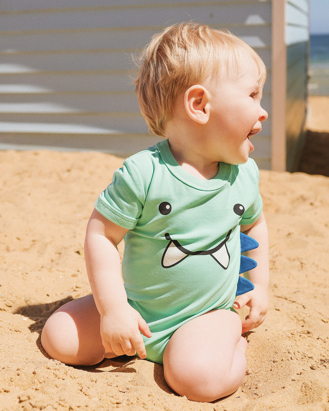 LITTLE DINO 3D BODYSUIT IN LAGOON