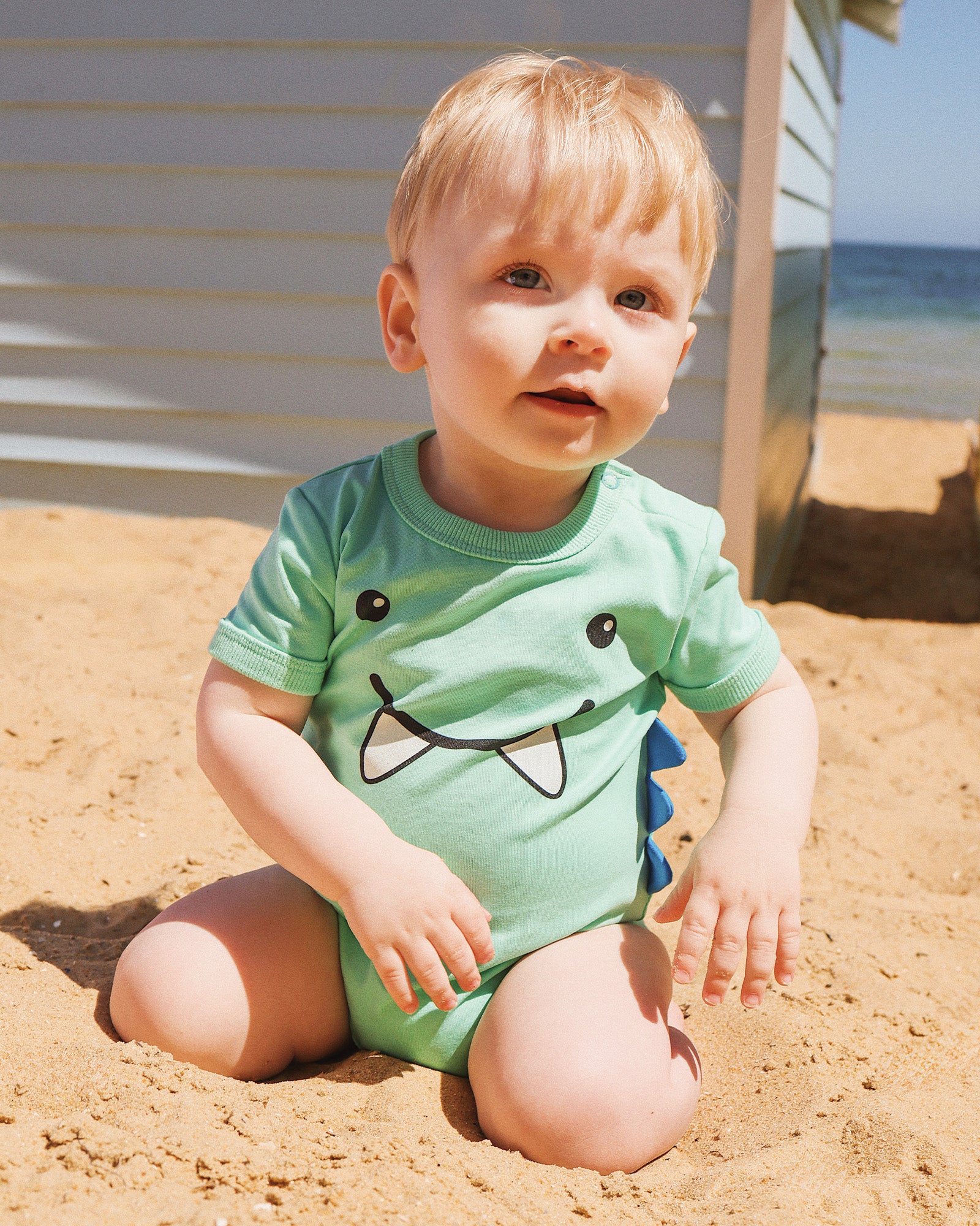 LITTLE DINO 3D BODYSUIT IN LAGOON