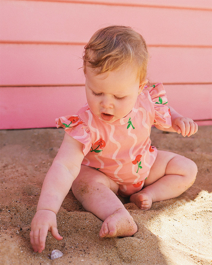 CHERRY SQUIGGLE BUBBLE BODYSUIT