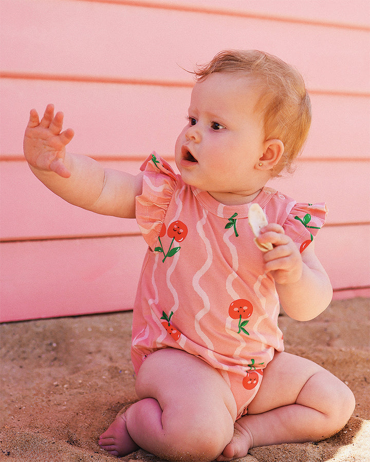 CHERRY SQUIGGLE BUBBLE BODYSUIT
