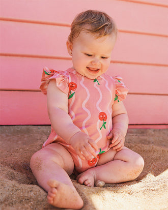 CHERRY SQUIGGLE BUBBLE BODYSUIT