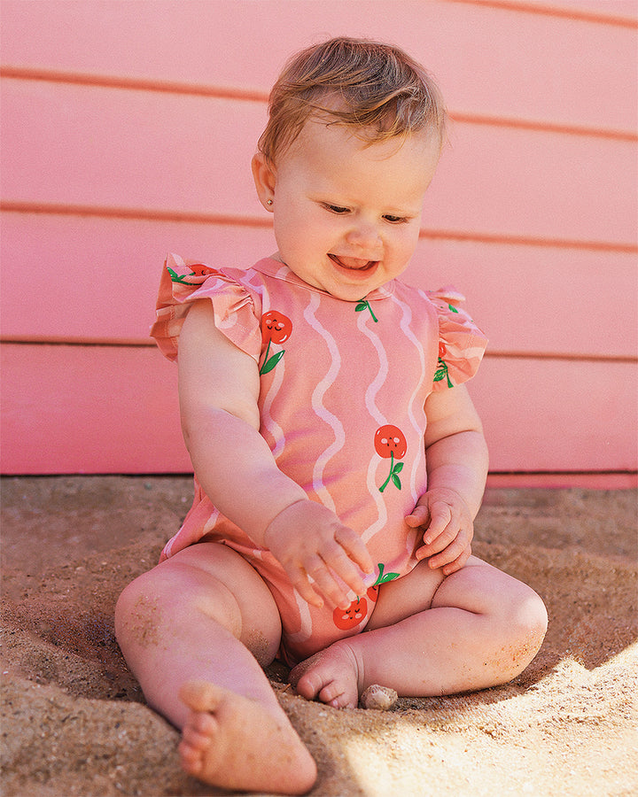 CHERRY SQUIGGLE BUBBLE BODYSUIT