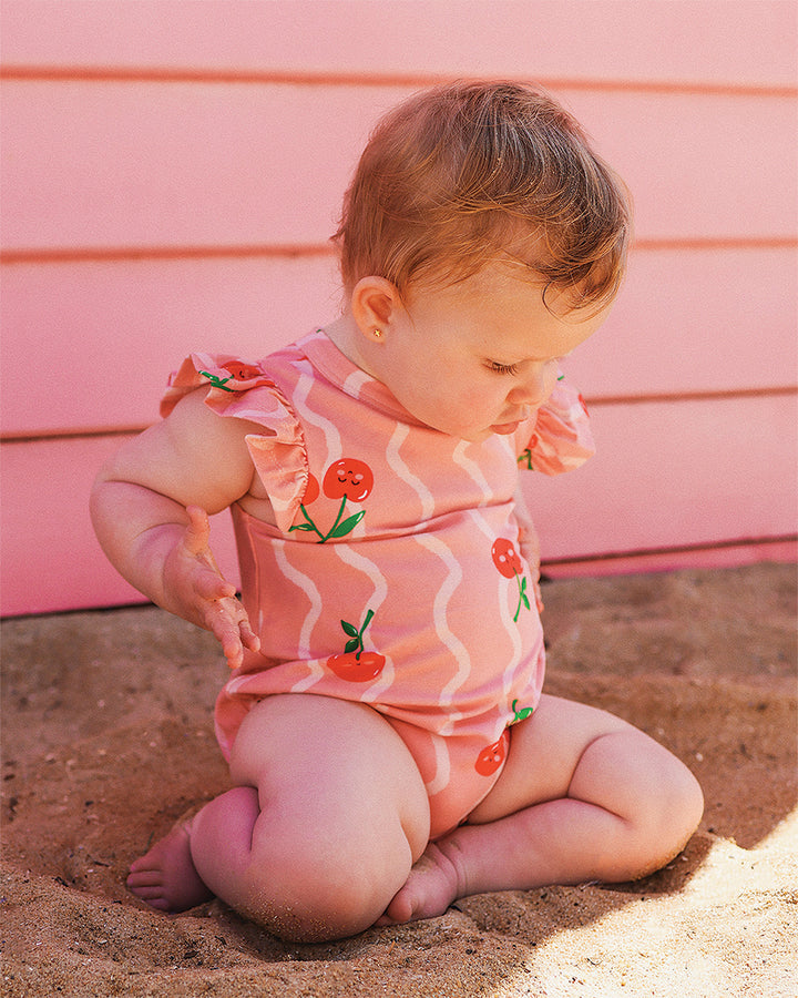 CHERRY SQUIGGLE BUBBLE BODYSUIT