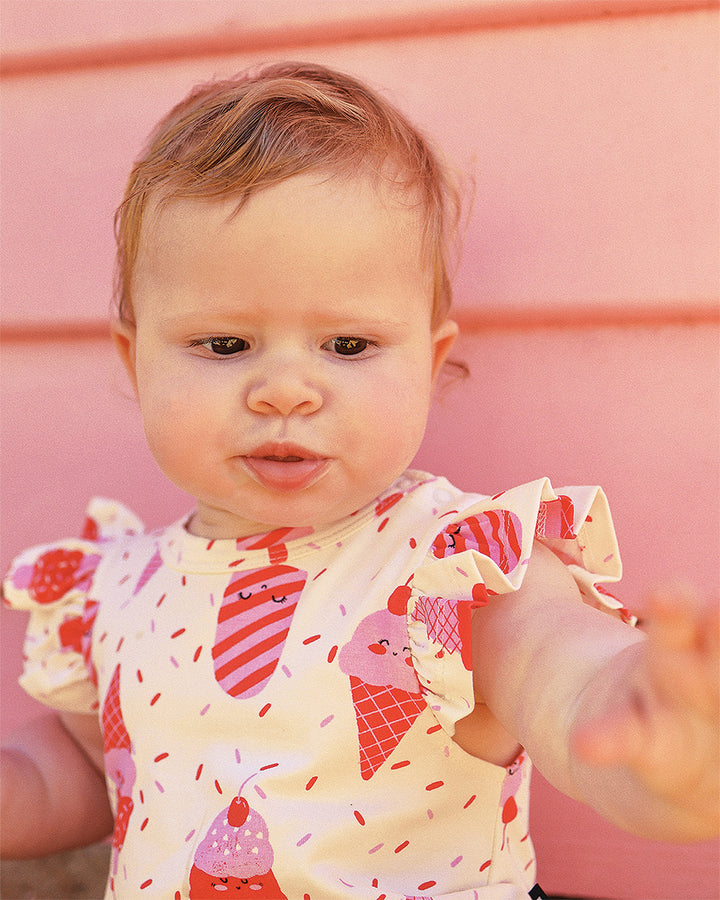 CHERRY ICE CREAM BUBBLE BODYSUIT