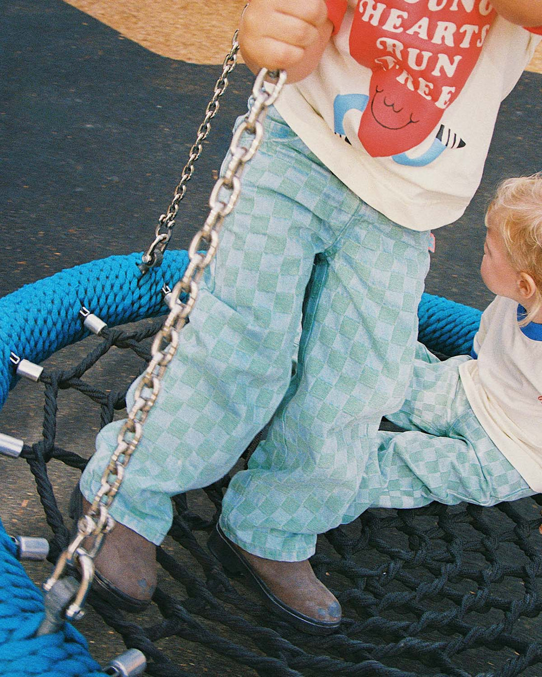 Check Denim Baggy Jean