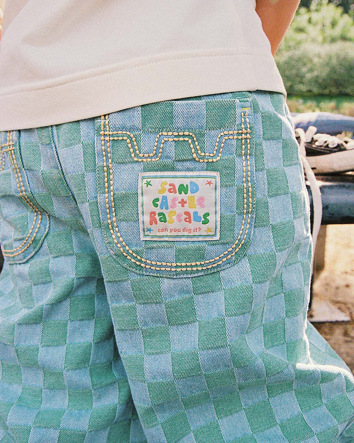 Check Denim Baggy Jean