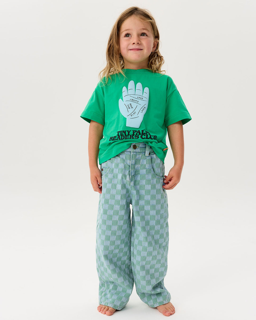 Check Denim Baggy Jean