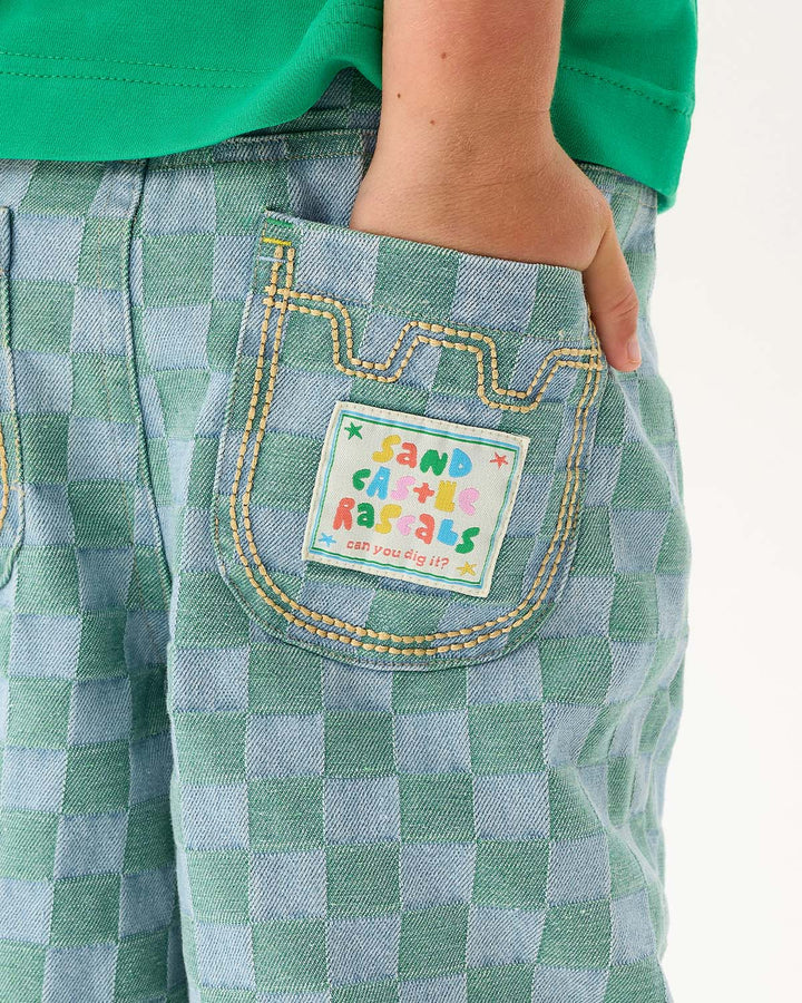 Check Denim Baggy Jean