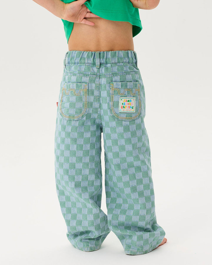 Check Denim Baggy Jean