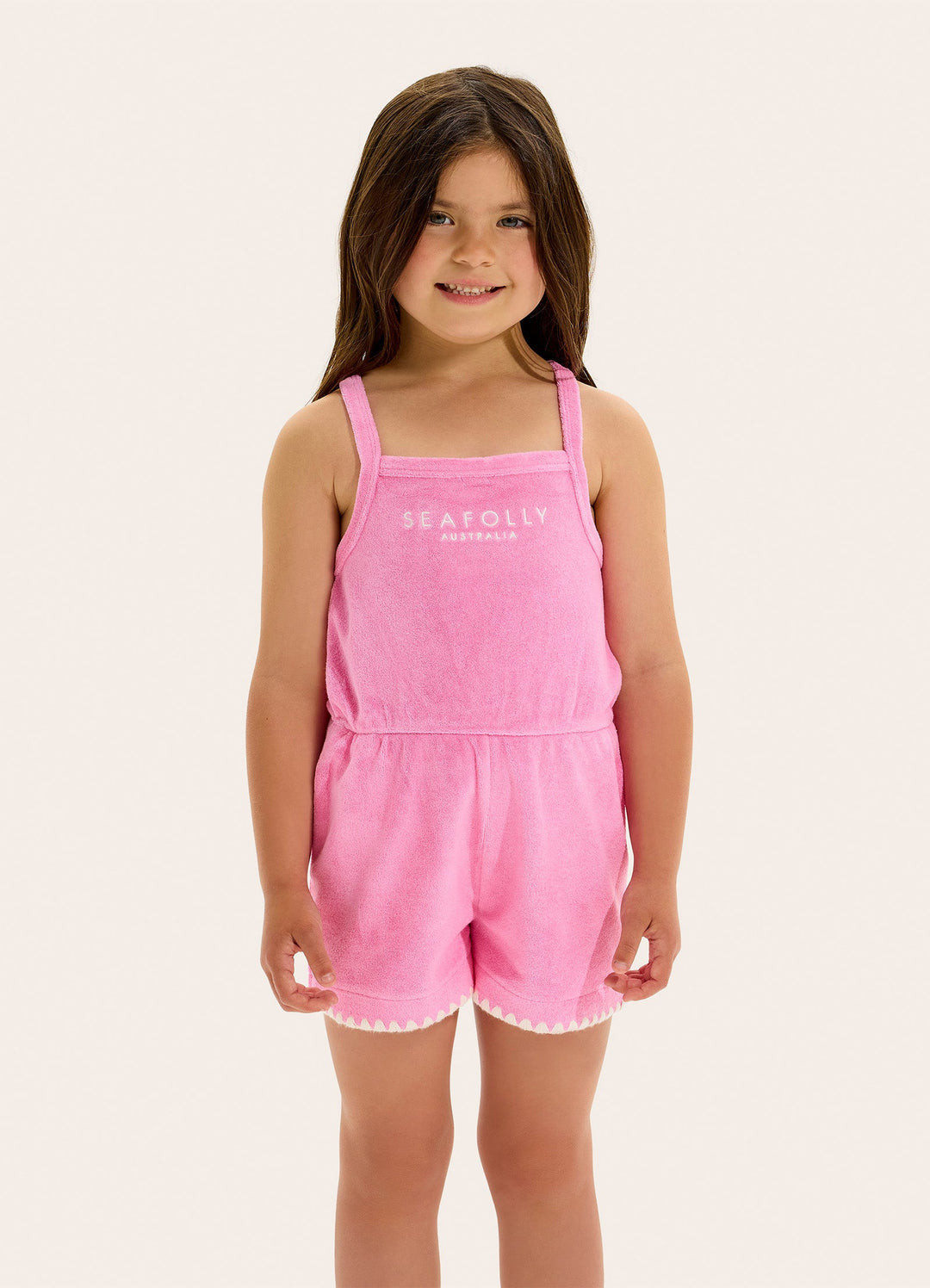 Terry Towelling Playsuit in Dusty Pink - Seafolly girls swimwear