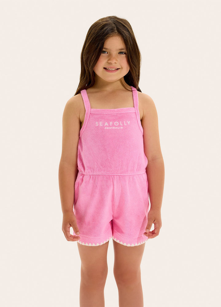 Terry Towelling Playsuit in Dusty Pink - Seafolly girls swimwear