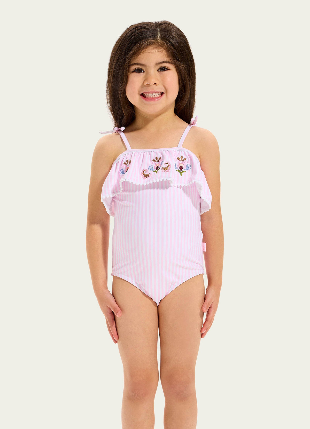 Stripe Frill One Piece - Seafolly girls swimwear