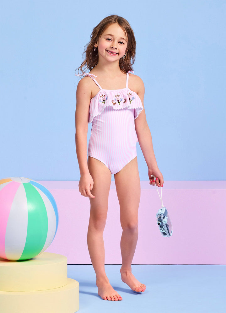 Stripe Frill One Piece