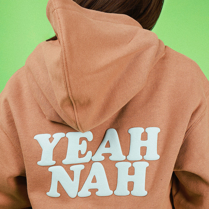 Yeah Nah Kids Slang Hoodie in Mocha