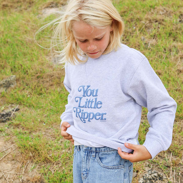 You Little Ripper Kids Crew Neck Sweat in Grey Marle