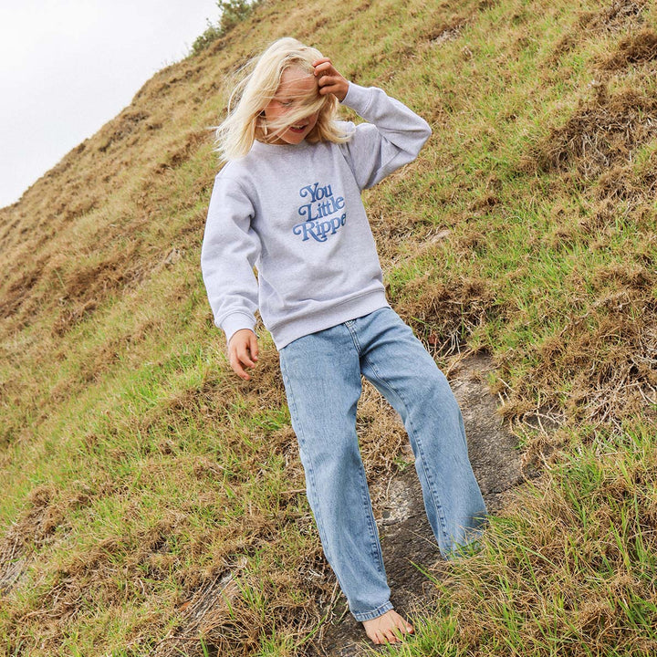 You Little Ripper Kids Crew Neck Sweat in Grey Marle