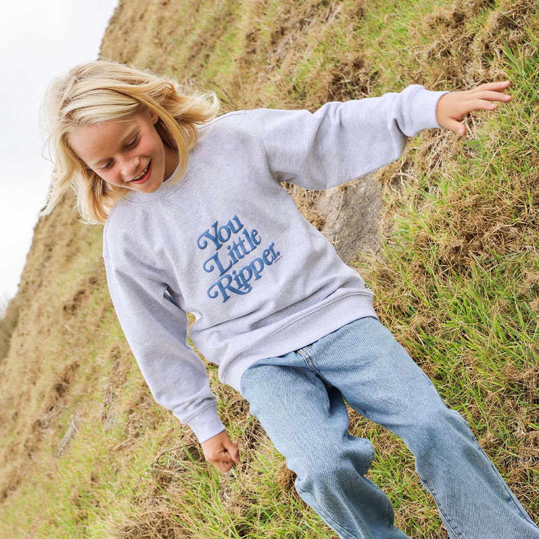You Little Ripper Kids Crew Neck Sweat in Grey Marle