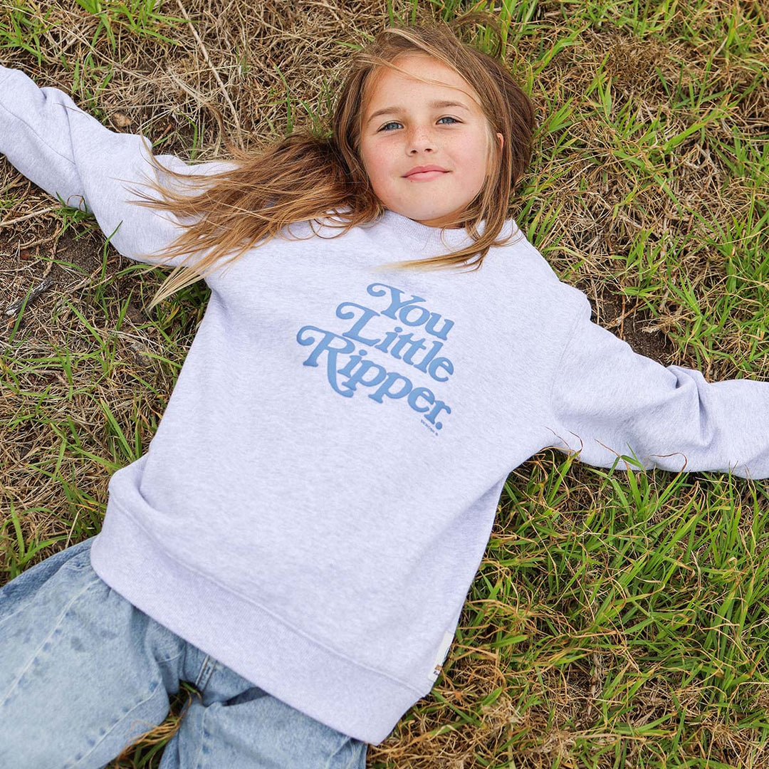 You Little Ripper Kids Crew Neck Sweat in Grey Marle