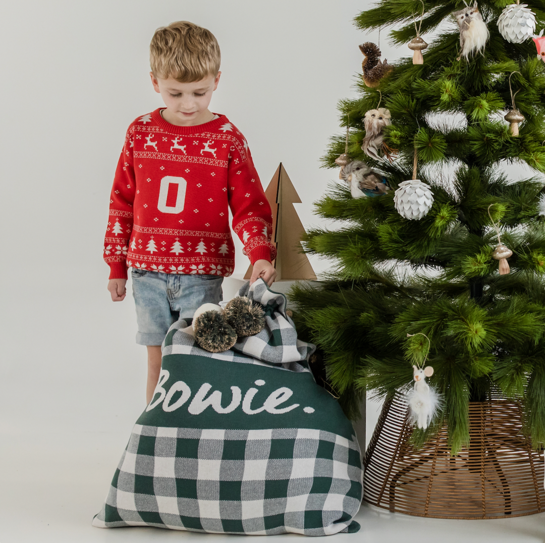 Classic Christmas Santa Sack in Dark Forest Gingham - personalised and made to order by Namely Co, view 2