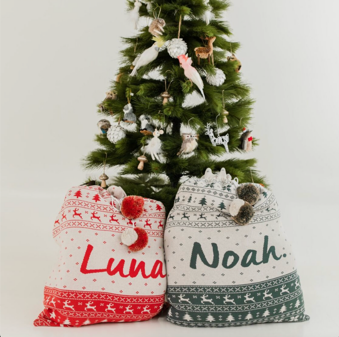 Classic Christmas Santa Sack in Fair Isle Dark Forest - personalised and made to order by Namely Co, view 4