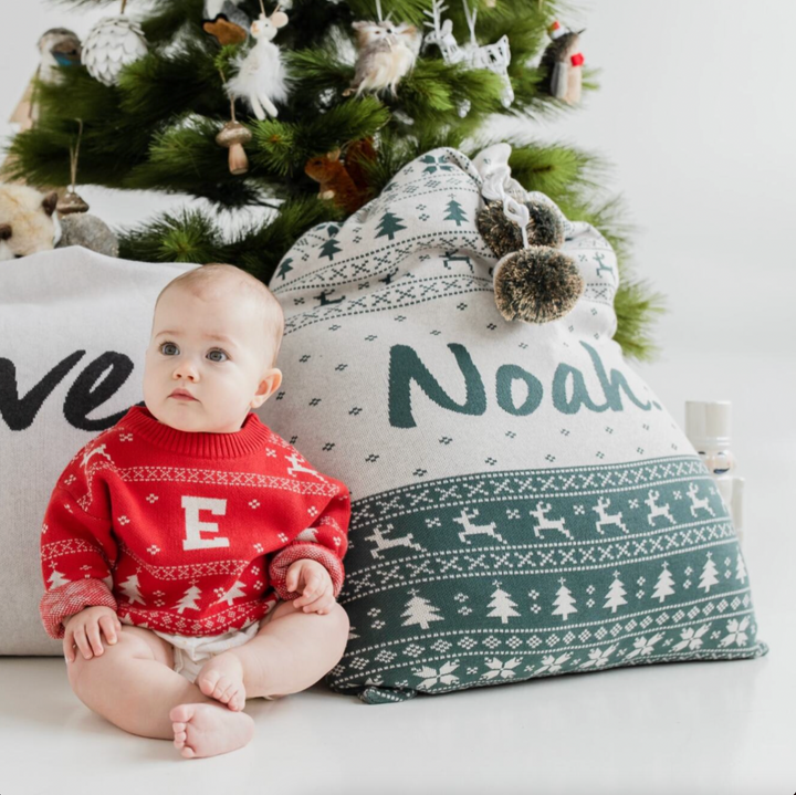 Classic Christmas Santa Sack in Fair Isle Dark Forest - personalised and made to order by Namely Co, view 2
