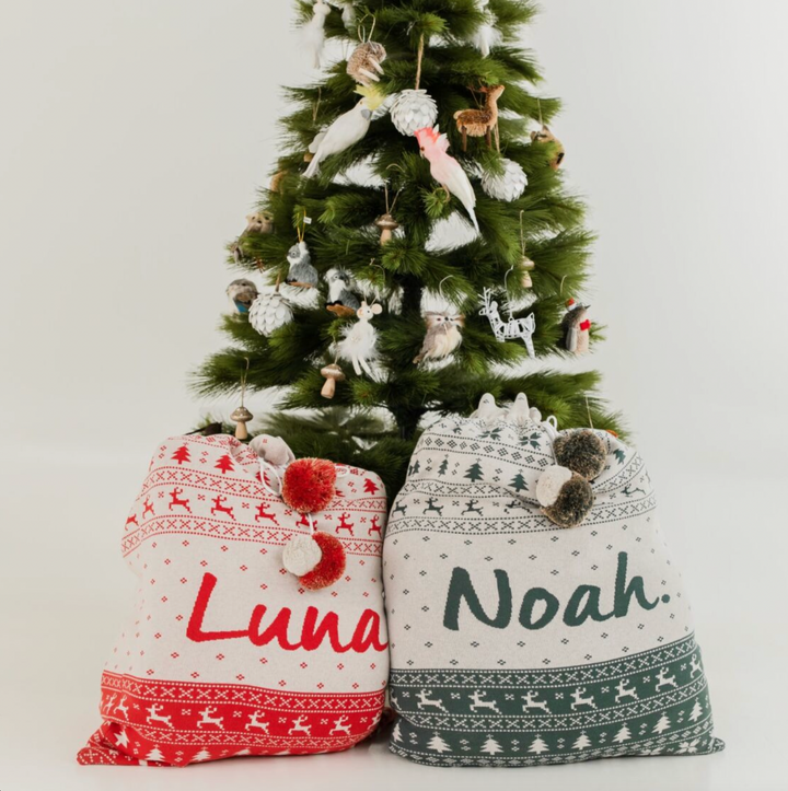 Classic Christmas Santa Sack in Fair Isle Red - personalised and made to order by Namely Co, view 2