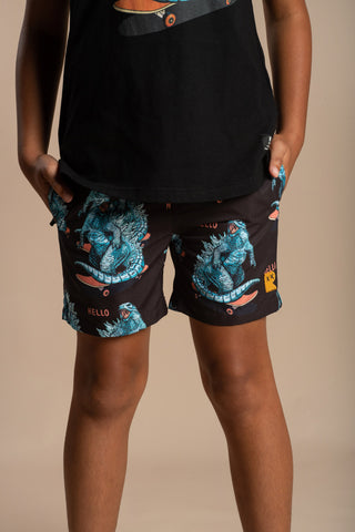 HELLO DINO BOARD SHORTS