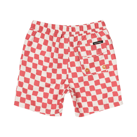 RED CHECKER BOARDSHORTS