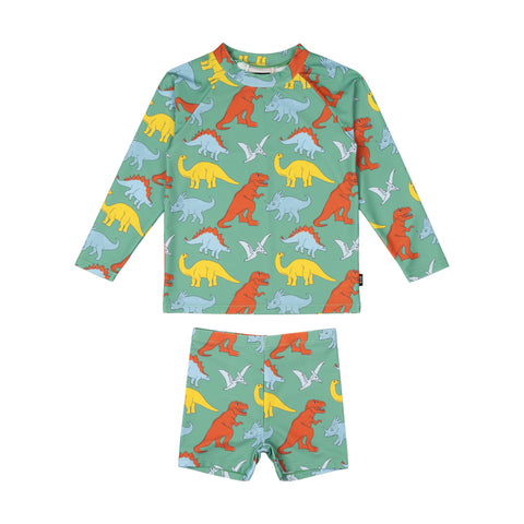 DINO CUT OUT RASHIE AND SWIM SHORT SET