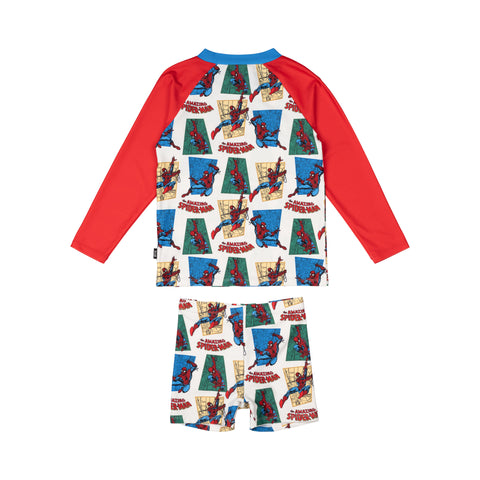 THE AMAZING SPIDERMAN LS RASHIE AND SWIM SHORT SET