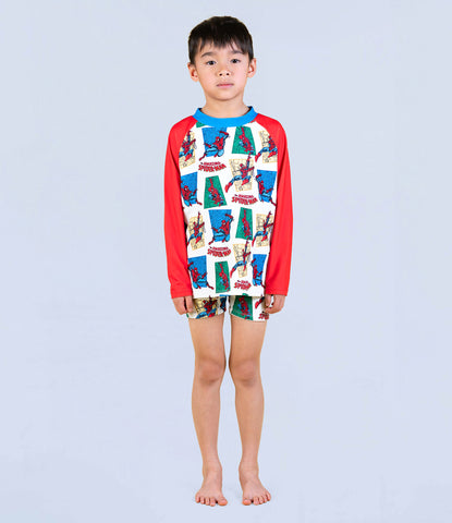 THE AMAZING SPIDERMAN LS RASHIE AND SWIM SHORT SET