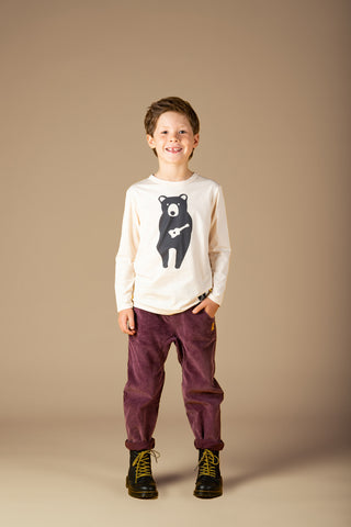 PLUM WASHED CORD PANTS