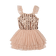 GOLD STRIPE SEQUIN TULLE LEOTARD DRESS