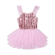 PINK STRIPE SEQUIN TULLE LEOTARD DRESS