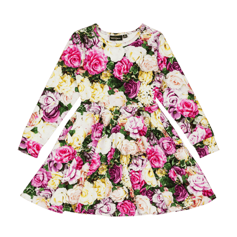 FLOWER WALL WAISTED DRESS