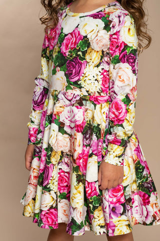 FLOWER WALL WAISTED DRESS