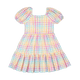 RAINBOW PUFF SLEEVE PLAID DRESS