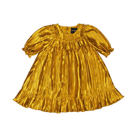 GOLD PLEATED METALLIC DRESS