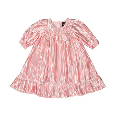 PINK PLEATED METALLIC DRESS