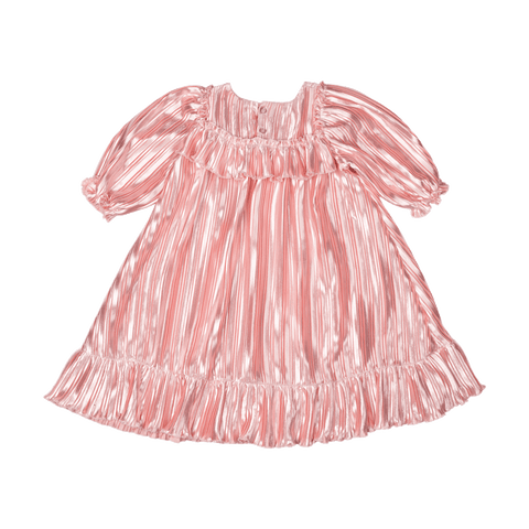 PINK PLEATED METALLIC DRESS