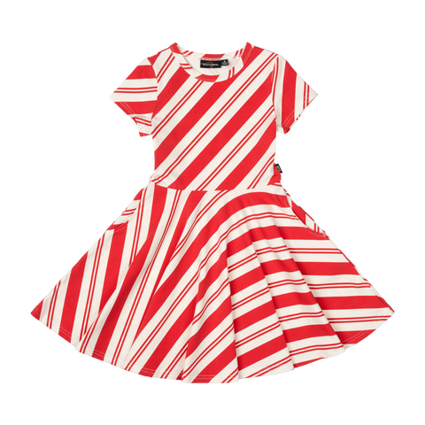 CANDY CANE STRIPE WAISTED DRESS