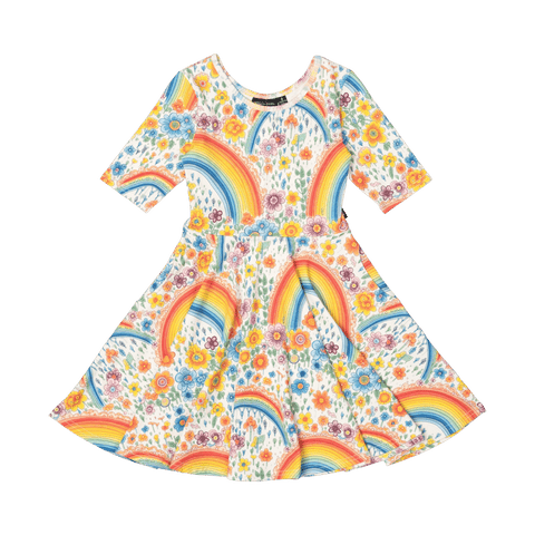 RAINBOWS AND FLOWERS MABEL WAISTED DRESS