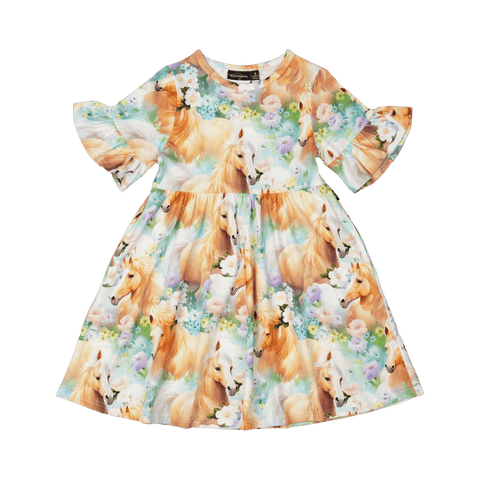 ICELANDIC PONIES BELL SLEEVE DRESS