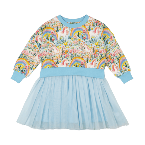 EMBROIDERED UNICORNS SWEATSHIRT DRESS