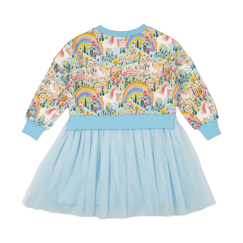 EMBROIDERED UNICORNS SWEATSHIRT DRESS