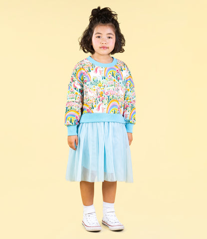 EMBROIDERED UNICORNS SWEATSHIRT DRESS