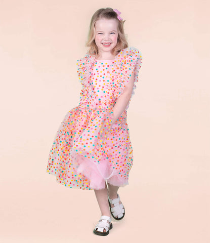 RAINBOW DOT PARTY DRESS