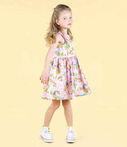 UNICORN RAINBOW POPOVER DRESS