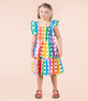 RAINBOW DROPS SHIRRED DRESS