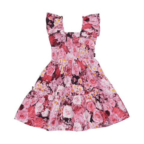 ROSE GARDEN SHIRRED DRESS